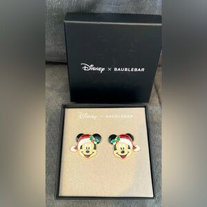 Disney BaubleBar Mickey Mouse Santa Pierced Earrings NIB